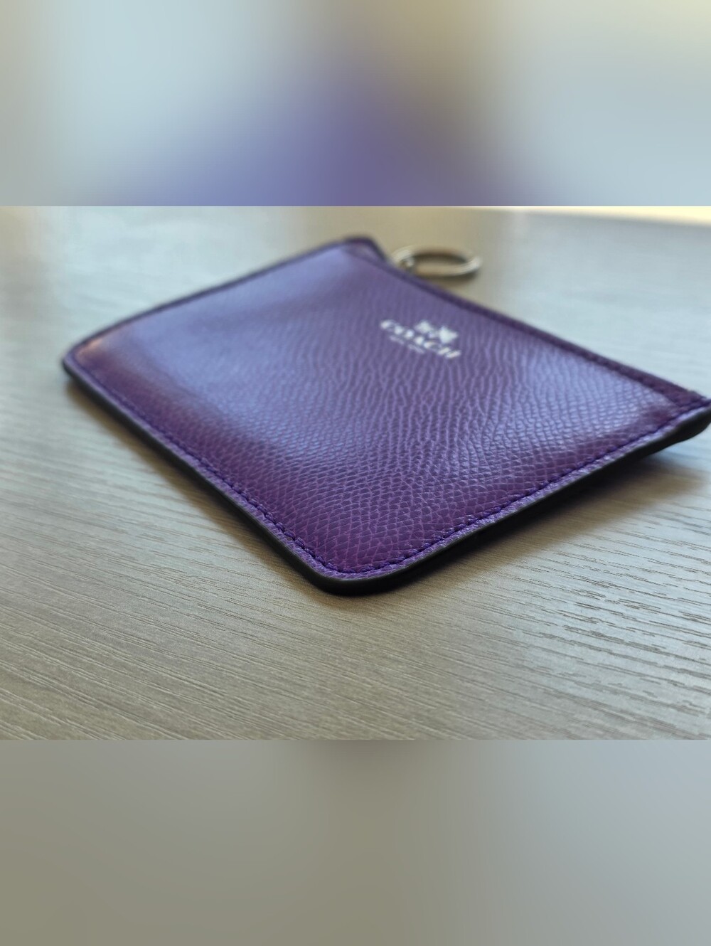 COACH Purple Zip Card Case Keychain - Picture 3 of 8